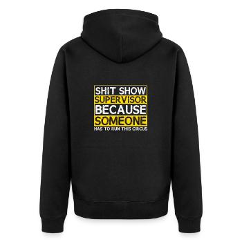 Sarcastic Management Chaos Manager - Unisex Premium Organic Zip Hoodie - black - Back - Nico (187cm)
