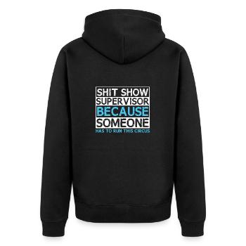 Lustiges Supervisor-Chaos - Unisex Premium Bio Zip Hoodie - Schwarz - Hinten - Nico (187cm)