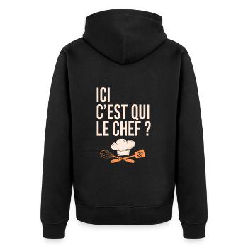 cuisine c est qui le chef humour cuisinier - Veste à capuche bio Premium Unisexe - noir - Dos - Nico (187cm)
