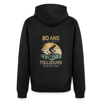 80 ans cadeau vélo 80 anniversaire velo - Veste à capuche bio Premium Unisexe - noir - Dos - Nico (187cm)