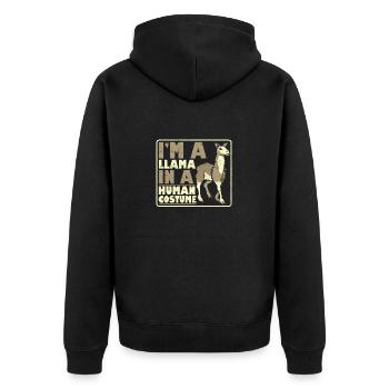 Lama Liebhaber Geschenk Ich bin ein Lama in einem menschlichen Kostüm - Unisex Premium Bio Zip Hoodie - Schwarz - Hinten - Nico (187cm)