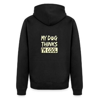 Amoureux des chiens Humour Mon chien pense que je suis cool Amoureux des chiens - Veste à capuche bio Premium Unisexe - noir - Dos - Nico (187cm)