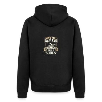Swimmer Gifts Jobs Fill Wallets Swimming Fills - Unisex Premium Organic Zip Hoodie - black - Back - Nico (187cm)