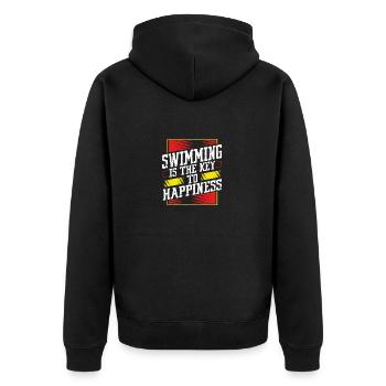 Swimmer Gift Swimming is the Key to Happiness Fun - Unisex Premium Organic Zip Hoodie - black - Back - Nico (187cm)