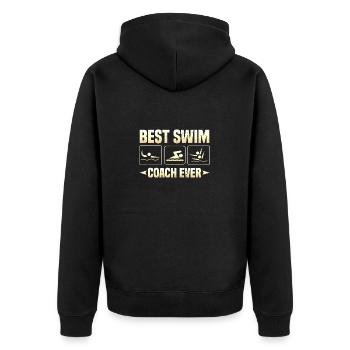 Beste Schwimmtrainer aller Zeiten Geschenke für Schwimmtrainer Geschenk - Unisex Premium Bio Zip Hoodie - Schwarz - Hinten - Nico (187cm)
