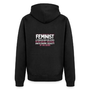 Feministische sozialpolitische ökonomische Gleichheit von - Unisex Premium Bio Zip Hoodie - Schwarz - Hinten - Nico (187cm)