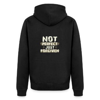 Not Perfect Just Foregiven Christian Gift Idea - Unisex Premium Organic Zip Hoodie - black - Back - Nico (187cm)