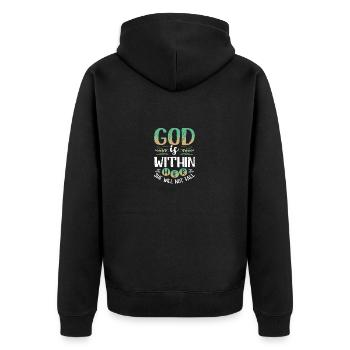 Christian Woman God is Within Her She Will Not - Unisex Premium Organic Zip Hoodie - black - Back - Nico (187cm)