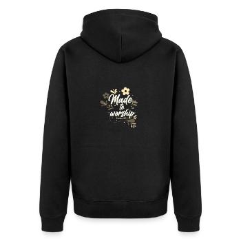 Christianity Made to Worship Christian Gift Idea - Unisex Premium Organic Zip Hoodie - black - Back - Nico (187cm)