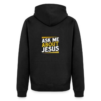 Don chrétien Posez-moi des questions sur Jésus évangélique - Veste à capuche bio Premium Unisexe - noir - Dos - Nico (187cm)