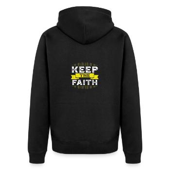 Spaß und inspirierend Halten Sie den Glauben christlich - Unisex Premium Bio Zip Hoodie - Schwarz - Hinten - Nico (187cm)