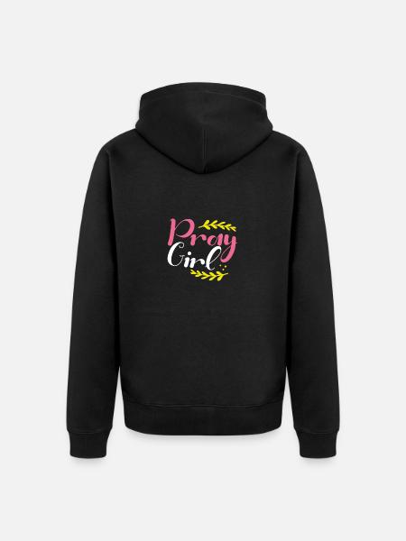Cristianismo Pray Girl Inspiración Cristiana - Premium økologisk unisex-hættejakke - sort