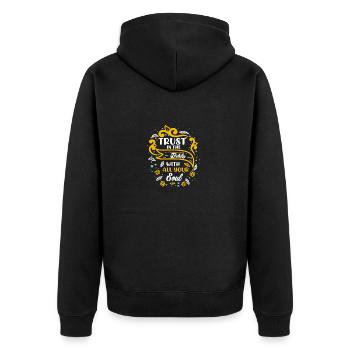 Christentum Vertraue auf die Bibel mit all deinen - Unisex Premium Bio Zip Hoodie - Schwarz - Hinten - Nico (187cm)