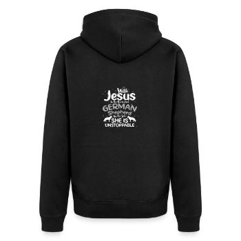 Dons chrétiens Jésus dans le cœur Berger allemand par - Veste à capuche bio Premium Unisexe - noir - Dos - Nico (187cm)