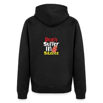 Anti Mobbing Geschenk Leiden Sie nicht im Stillen Anti - Unisex Premium Bio Zip Hoodie - Schwarz - Hinten - Nico (187cm)