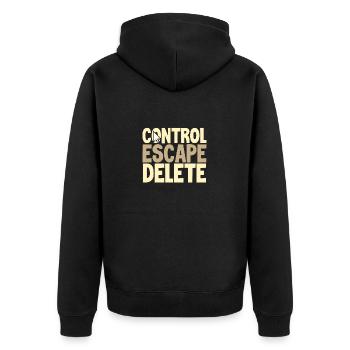 Anti Harassment Gifts Control Escape Delete Anti - Unisex Premium Organic Zip Hoodie - black - Back - Nico (187cm)