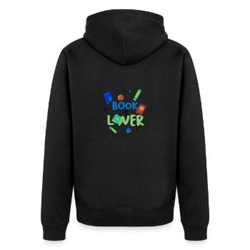 Bibliothécaire Cadeau Fun Book Lover Idées cadeaux - Veste à capuche bio Premium Unisexe - noir - Dos - Nico (187cm)