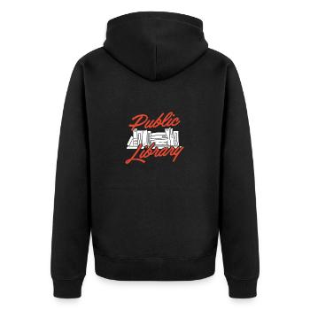 Librarian Gift Public Library Book Lover - Unisex Premium Organic Zip Hoodie - black - Back - Nico (187cm)