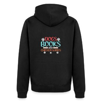 Livre Amoureux Cadeaux Chiens Livres et Ailes de Poulet Cadeau - Veste à capuche bio Premium Unisexe - noir - Dos - Nico (187cm)