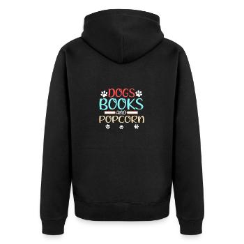 Livres pour chiens et pop-corn Fun Dog Lover Cadeau - Veste à capuche bio Premium Unisexe - noir - Dos - Nico (187cm)