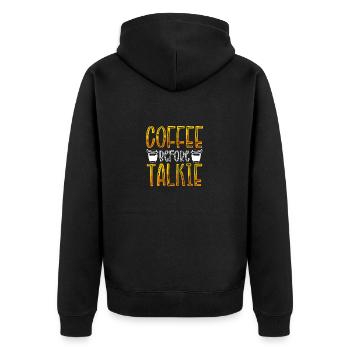 Kaffee Trinker Geschenk Lustigen Kaffee vor Tonfilm - Unisex Premium Bio Zip Hoodie - Schwarz - Hinten - Nico (187cm)