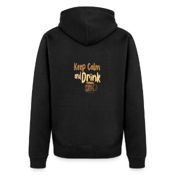 Cadeau buveur de café Restez calme et buvez du café - Veste à capuche bio Premium Unisexe - noir - Dos - Nico (187cm)