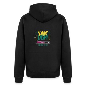 Sarcasm Loading Funny Sarcasm Gift - Unisex Premium Organic Zip Hoodie - black - Back - Nico (187cm)