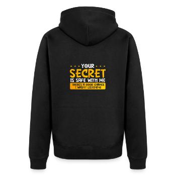 Cadeau sarcastique Votre secret Coffre-fort Ne pas écouter - Veste à capuche bio Premium Unisexe - noir - Dos - Nico (187cm)
