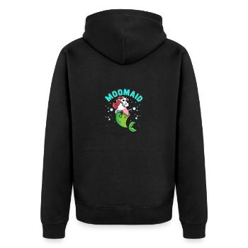 Moomaid Lustige Kuh Meerjungfrau Sarkasmus Geschenke - Unisex Premium Bio Zip Hoodie - Schwarz - Hinten - Nico (187cm)