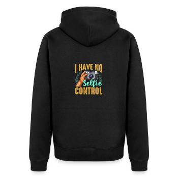 Fotografie Ich habe keine Selfie-Kontrolle Lustiges Selfie - Unisex Premium Bio Zip Hoodie - Schwarz - Hinten - Nico (187cm)