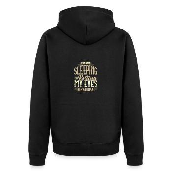 Grandfather Gifts Not Sleeping Resting My Eyes - Unisex Premium Organic Zip Hoodie - black - Back - Nico (187cm)