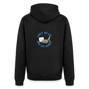Können wir nicht alle einfach mit Steinpapierscheren auskommen - Unisex Premium Bio Zip Hoodie - Schwarz - Hinten - Nico (187cm)