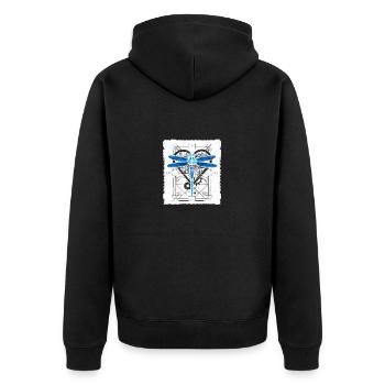 Steampunk Libelle Vintage Gears Goth Geschenke - Unisex Premium Bio Zip Hoodie - Schwarz - Hinten - Nico (187cm)