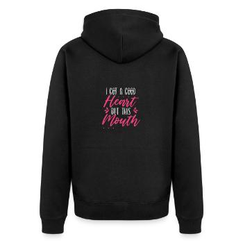 Sarcastique j’ai un bon cœur mais cette bouche - Veste à capuche bio Premium Unisexe - noir - Dos - Nico (187cm)