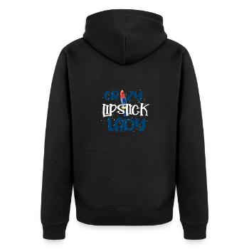 Mädchen Stuff Verrückter Lippenstift Lady Frau Geschenk - Unisex Premium Bio Zip Hoodie - Schwarz - Hinten - Nico (187cm)