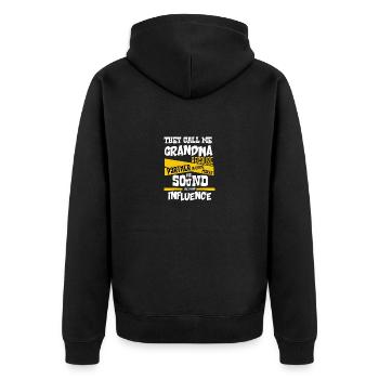 Oma Geschenk Partner in Crime Schlechter Einfluss - Unisex Premium Bio Zip Hoodie - Schwarz - Hinten - Nico (187cm)