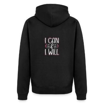 Feminism Gift I Can And I Will Gift for a Girl - Unisex Premium Organic Zip Hoodie - black - Back - Nico (187cm)