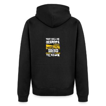 Partner in Crime Sound Like Bad Person Grandpa - Unisex Premium Organic Zip Hoodie - black - Back - Nico (187cm)