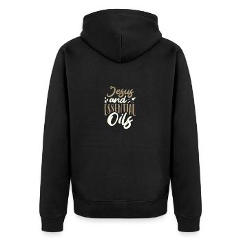 Christian Gifts Jesus and Essential Oils Gifts - Unisex Premium Organic Zip Hoodie - black - Back - Nico (187cm)