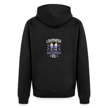 La lavande est une huile d’entrée drôle d’huile essentielle cadeau - Veste à capuche bio Premium Unisexe - noir - Dos - Nico (187cm)