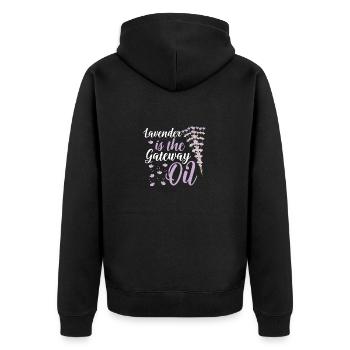 Ätherisches Öl Praktiker Geschenk Lavendel ist das - Unisex Premium Bio Zip Hoodie - Schwarz - Hinten - Nico (187cm)