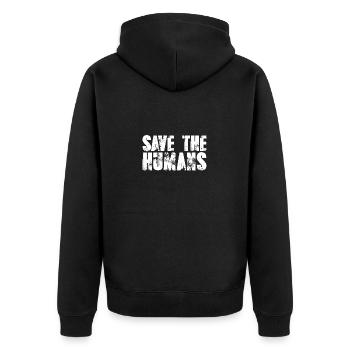Cadeau environnementaliste Save the Humans - Veste à capuche bio Premium Unisexe - noir - Dos - Nico (187cm)