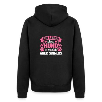 ein Leben ohne Hund ist möglich aber sinnlos - Unisex Premium Bio Zip Hoodie - Schwarz - Hinten - Nico (187cm)