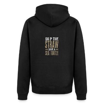 Marine Conservation Geschenke Überspringen Sie einen Strohhalm Retten Sie ein Meer - Unisex Premium Bio Zip Hoodie - Schwarz - Hinten - Nico (187cm)