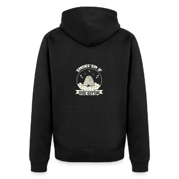 Beekeeper Gift Smoke 'em If You Got 'Em Behive - Unisex Premium Organic Zip Hoodie - black - Back - Nico (187cm)
