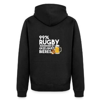 Rugby and beer - Unisex Premium Organic Zip Hoodie - black - Back - Nico (187cm)