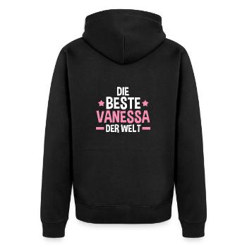 Vanessa - Unisex Premium Bio Zip Hoodie - Schwarz - Hinten - Nico (187cm)