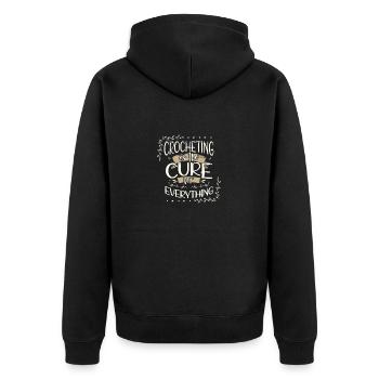 Crochet Gifts Crocheting Cure for Everything - Unisex Premium Organic Zip Hoodie - black - Back - Nico (187cm)