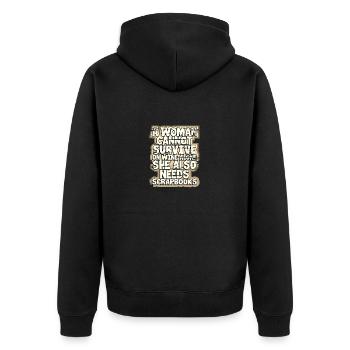 Scrapbooker Gift Woman Can't Survive Wine Alone - Unisex Premium Organic Zip Hoodie - black - Back - Nico (187cm)