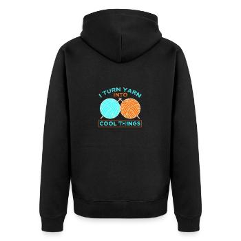 Knitter Gifts Turn Yarn Into Cool Things Knitting - Unisex Premium Organic Zip Hoodie - black - Back - Nico (187cm)